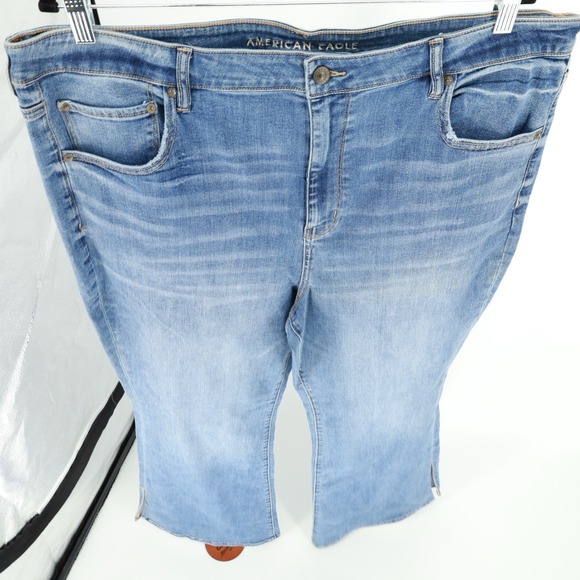 American Eagle Super Stretch Super Hi-Rise Flare Split Hem Jeans 22 Long NWOT - Picture 5 of 10